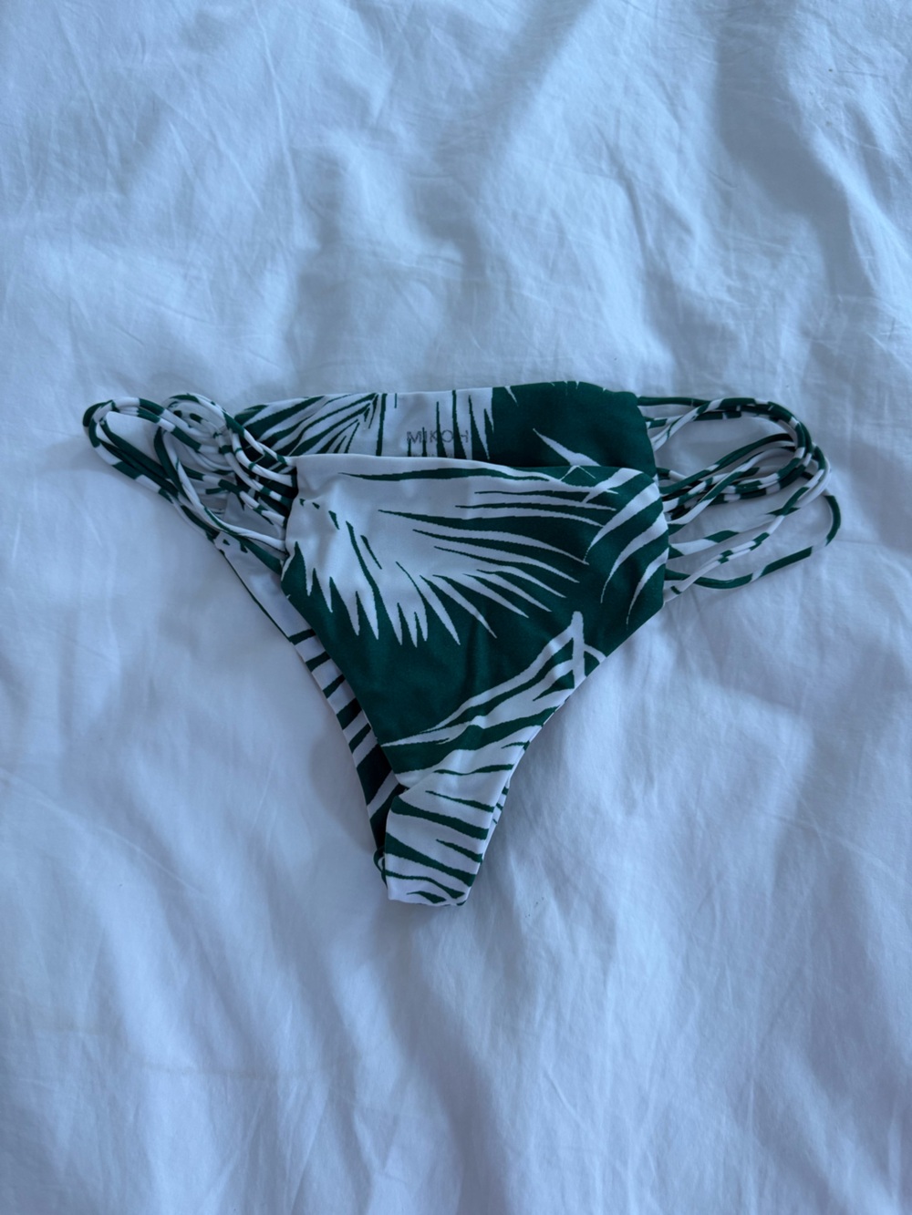 Mikoh Green and White Tropical Print Bikini Bottom
